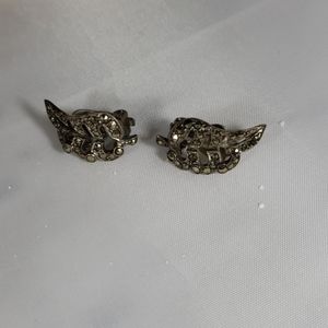 Sterling marcasite clip earrings